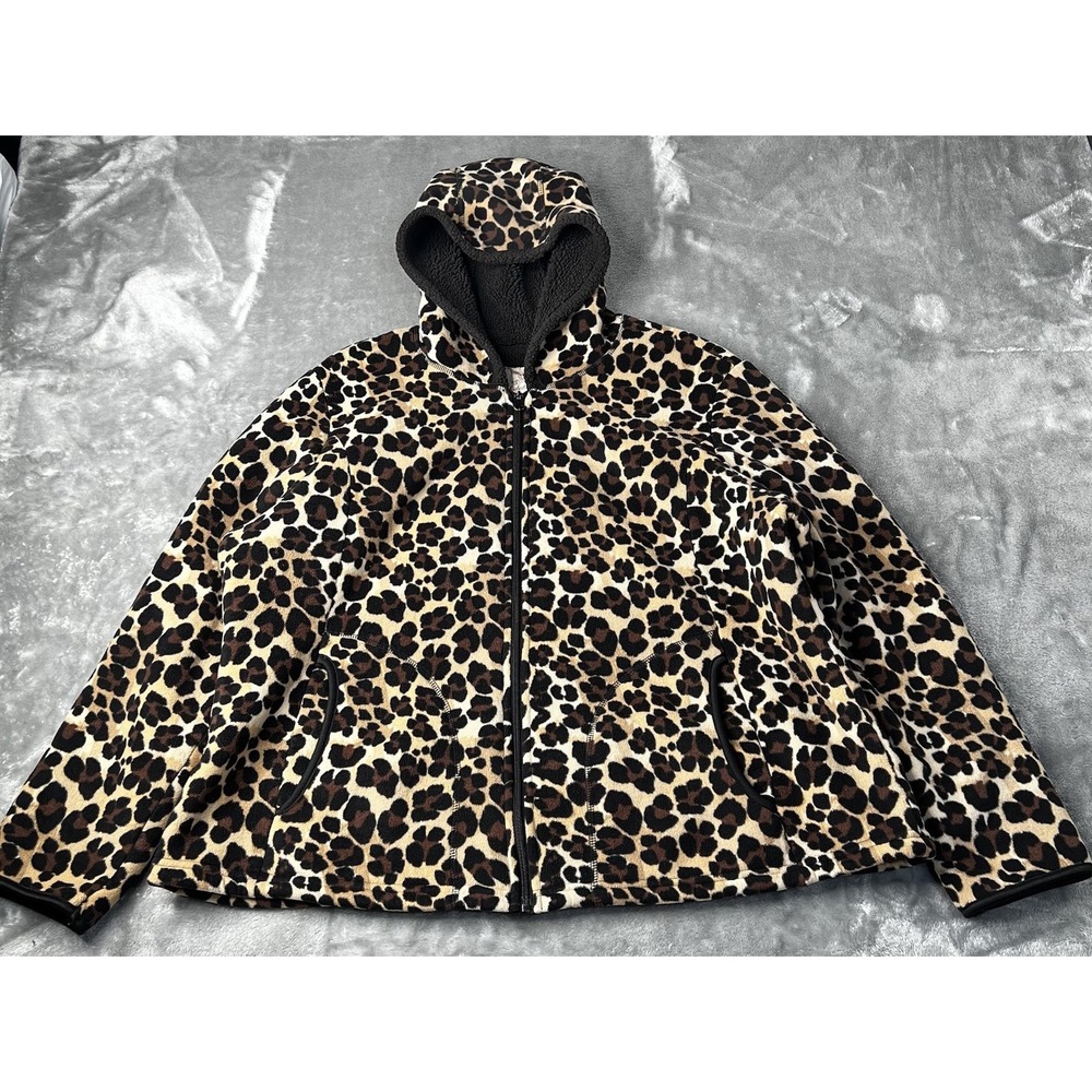 Cheetah Print Hoodie Women Size 3X Leopard Print Fleece Goth Punk Grunge